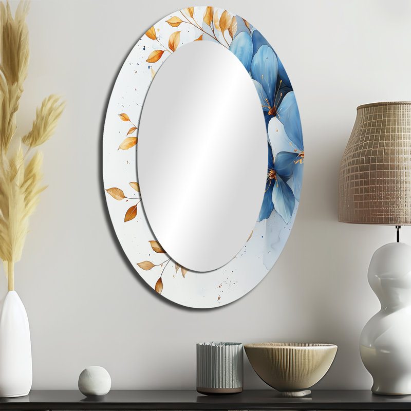 Plumeria Radiance - miroir mural bleu, 36 po x 24 po