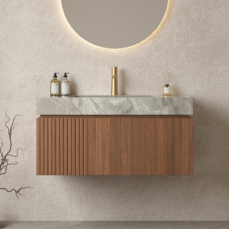 Meuble-lavabo de salle de bain 36 po avec lavabo MURI, Noyer, 36"