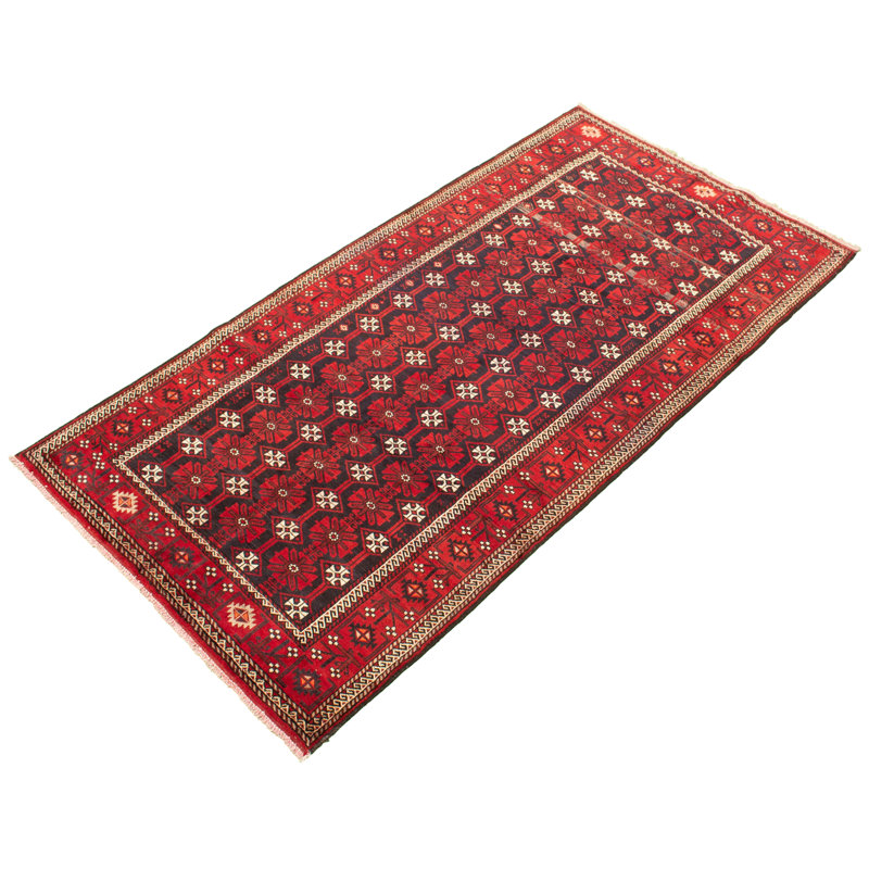 Tapis unique en laine rouge foncé 4 pi 11 po x 9 pi 7 po One-of-a-Kind