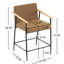 Tabouret de comptoir de 2 po au design Mid-Century, noir et brun, structure en métal, siège d'évier souple, bois naturel, largeur 2 et profondeur moderne 2, finition brun rougeâtre, structure, coussins confortables, massif 300