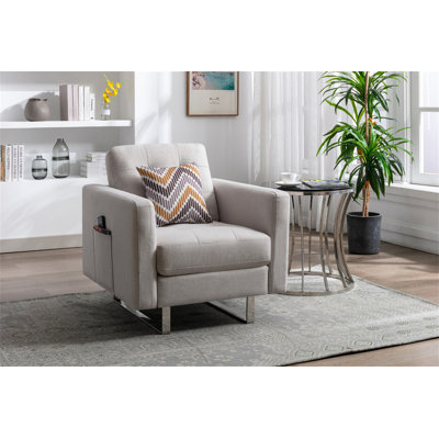 Fauteuil en tissu beige avec pieds en métal 33,5 po Vittoria
