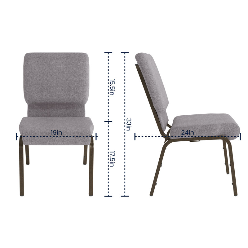 Chaise d'église empilable en tissu 18,5 po Rayleigh, Gris