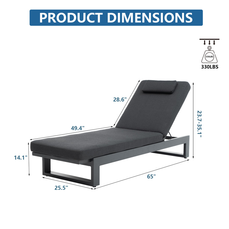 Raziye Outdoor Metal Chaise Lounge , Cushion Included