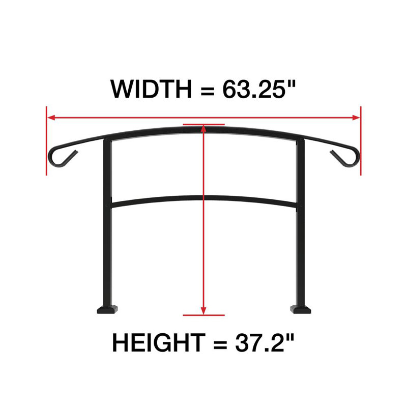 Handirail 4-Step Aluminum Rail Kit, Matte Black