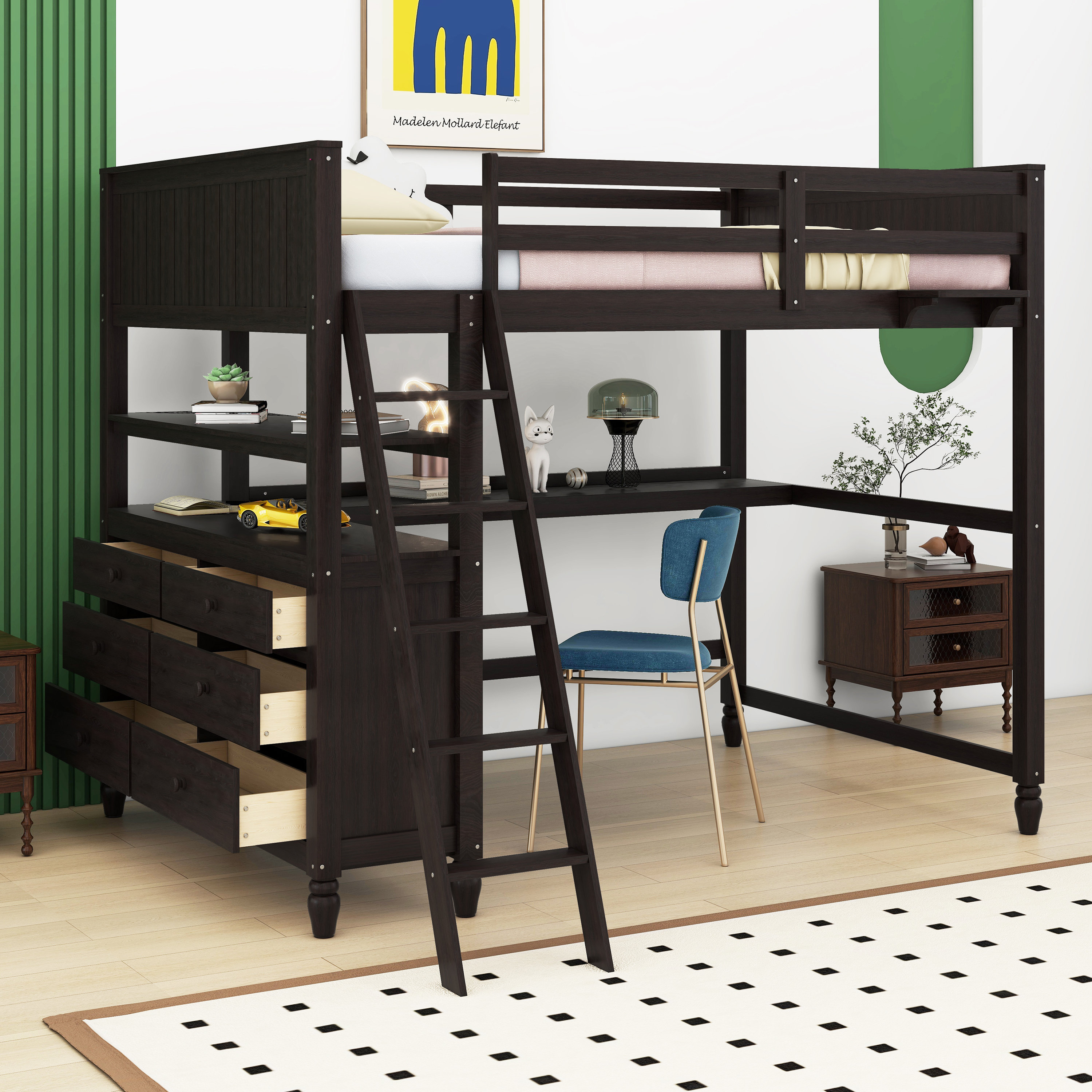 Full size deals loft bed wayfair