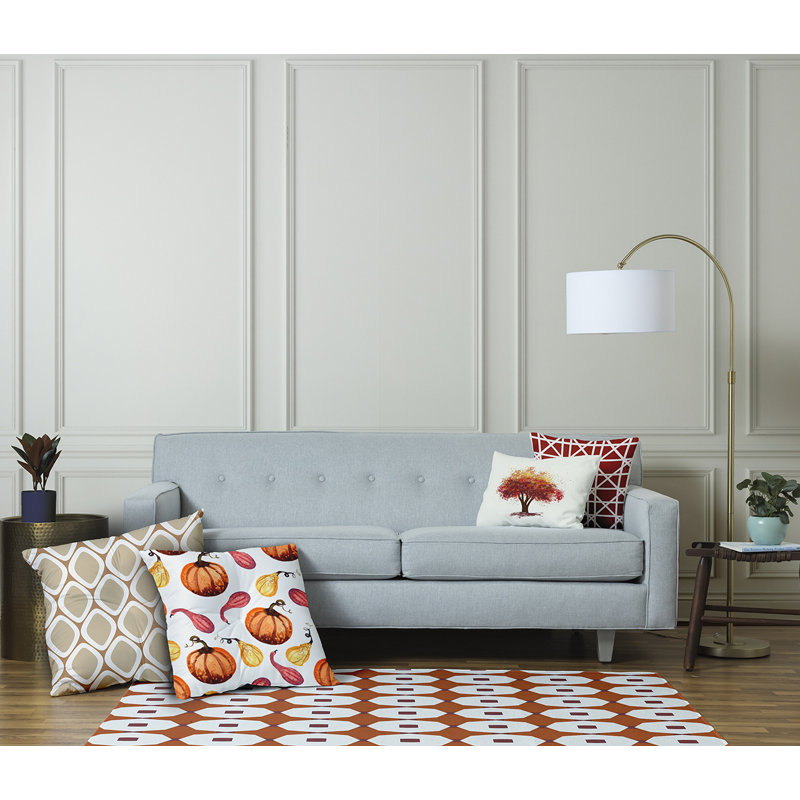 Coussin 321_Gourds Galore Fall Design, 26 po x 26 po, Blanc cassé