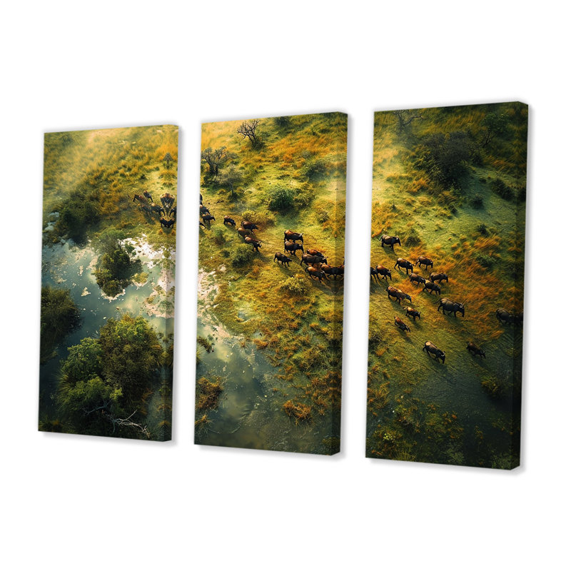 Castanon - ensemble d'art mural paysage africain, Toile tendue, H 32 po x l 48 po x P 1 po