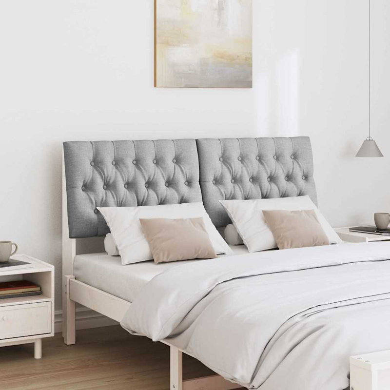 Solid Wood Headboard, UK King - DE 150 x 200 cm, Light Grey, White