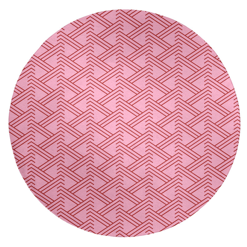 Tapis rose/rouge fait main, Rond 5 pi