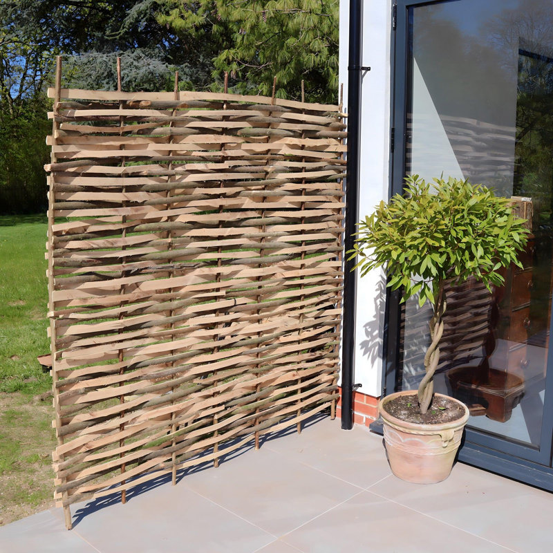 Aagna Contemporary Split Hazel Hurdle Fence Panel, 165cm H x 180cm W x 5cm D