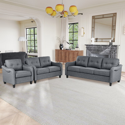 Ensemble de canapé modulaire confortable 3 pièces de style moderne pour appartements - tissu en polyester doux et fabrication durable