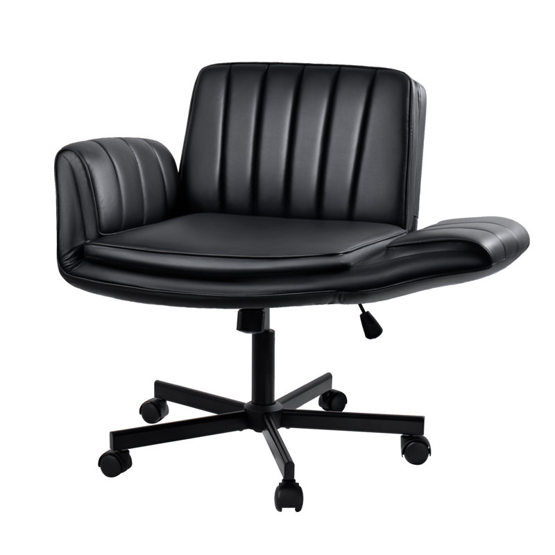 Chaise à pieds croisés avec roues et accoudoirs Criss, Noir