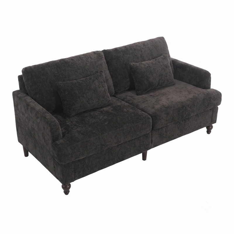 Causeuse Mid-Century moderne, canapé rembourré pour salon, chambre à coucher, appartement, petit espace, bureau, Noir