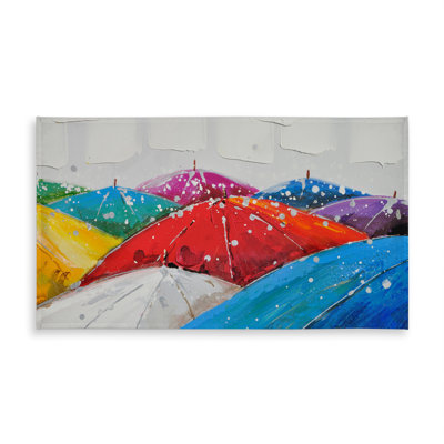 Colorful Umbrellas Blue Tablecloth - Indoor/Outdoor Home Decor