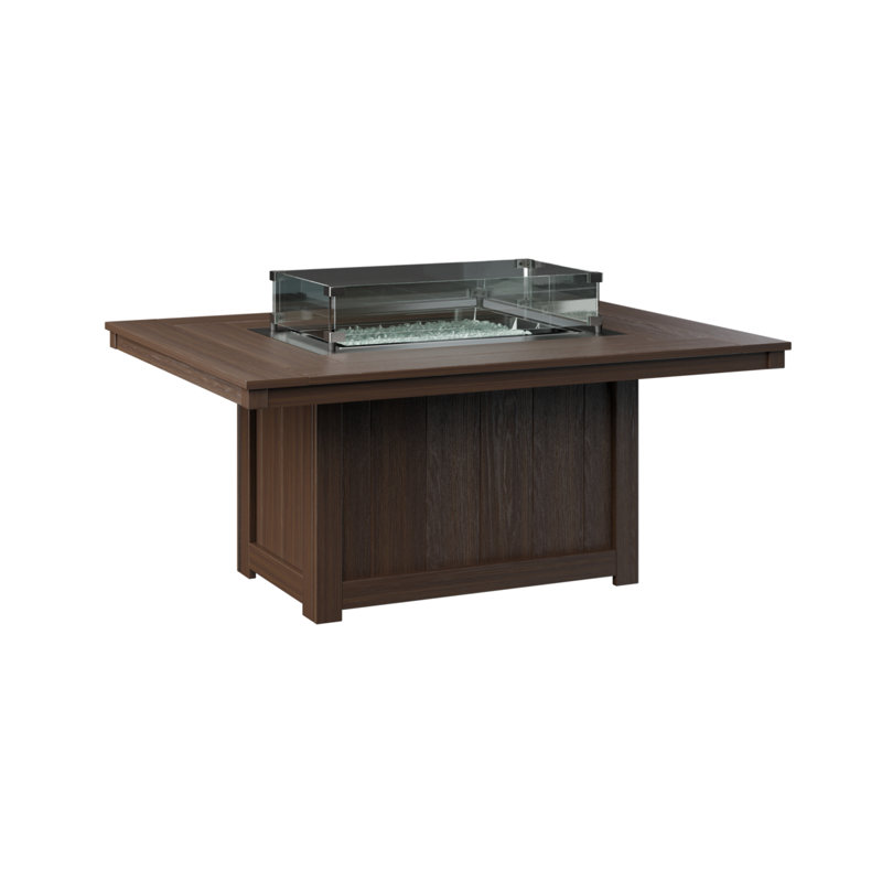 Berlin Gardens Donoma Rectangular Fire Pit Table, Brazilian Walnut