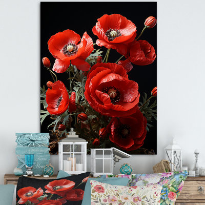 Cascading Reds Poppy Bouquet - Poppies Wall Art