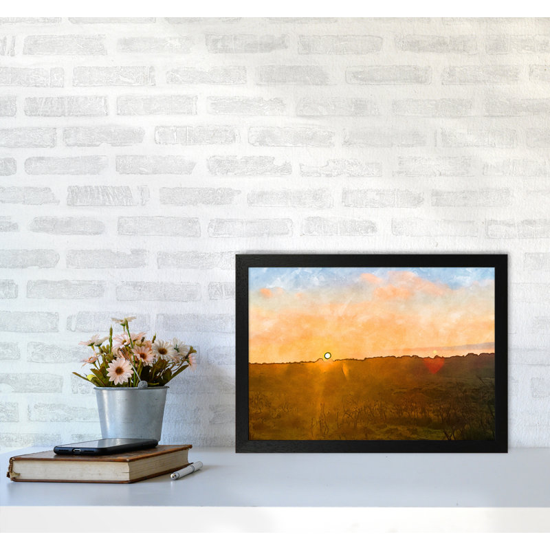Sunset Over Dartmoor Landscape - Print, Black Framed, 34cm H x 46cm W x 3cm D