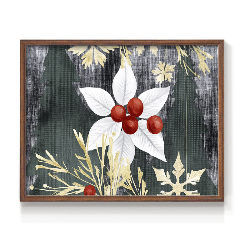 Art de Noël - DCXCV - Reproduction encadrée - Restickable, Noyer, H 11 po x l 14 po