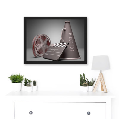 Film Director Equipment Clapperboard Reel Megaphone 1 Piece Single Picture Frame Wall Art