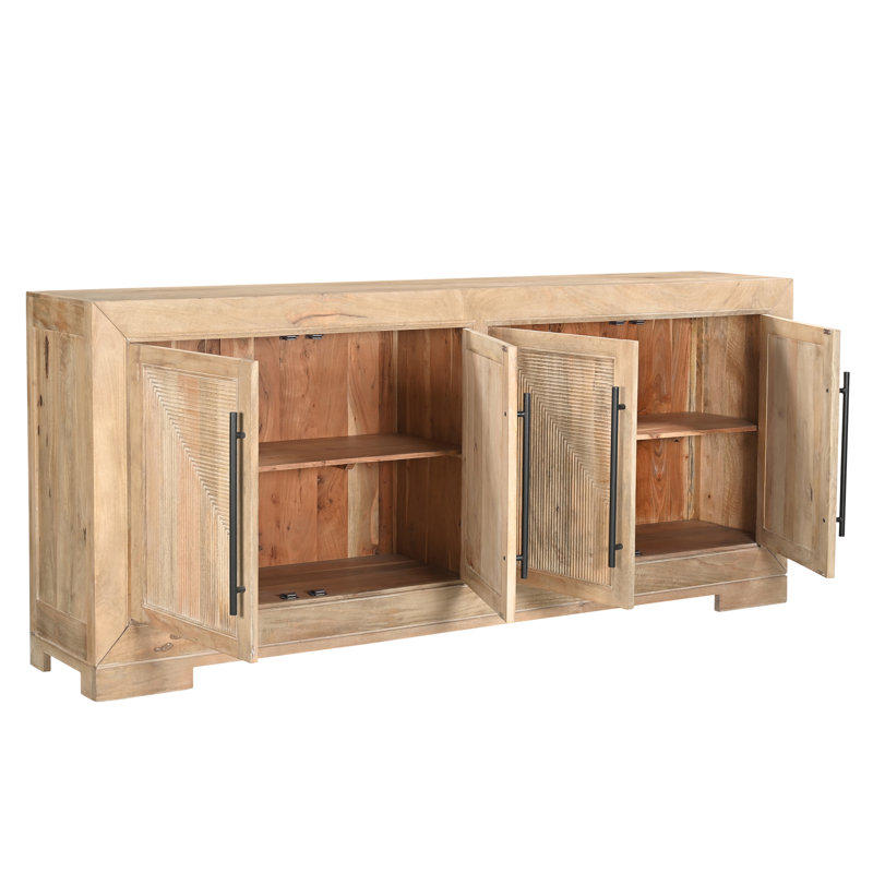 Buffet en bois massif de 102 po de largeur Josiane, Naturel