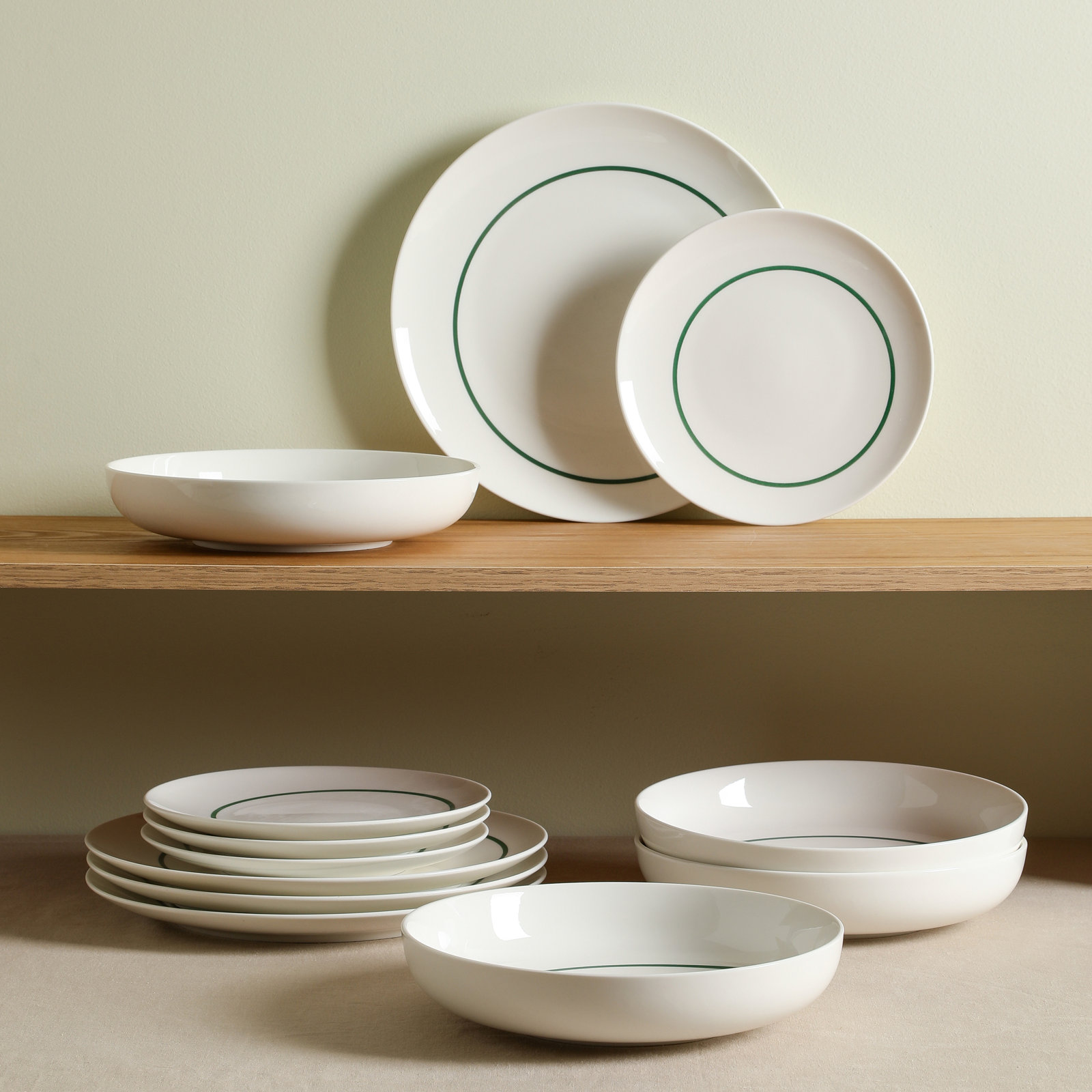 Luna Dinnerware Set Porcelain, Green