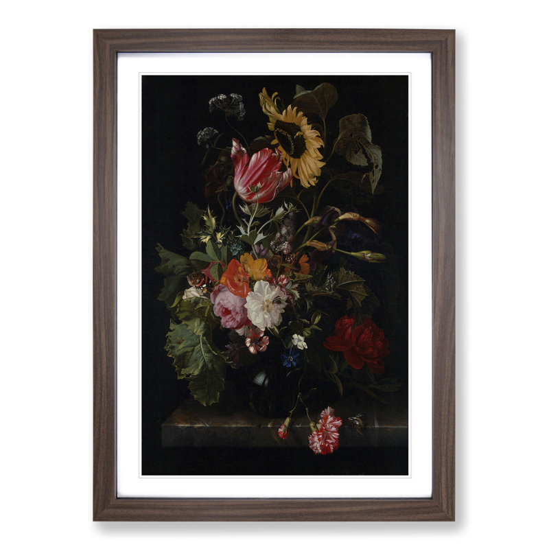 Still Life with Flowers Vol.5 by Maria Van Oosterwijk - Picture Frame Painting, 48cm H x 36cm W x 2cm D, Walnut