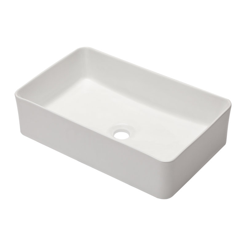 Lordear 21-1/4" L x 13" W White Ceramic Rectangular Vessel Bathroom Sink