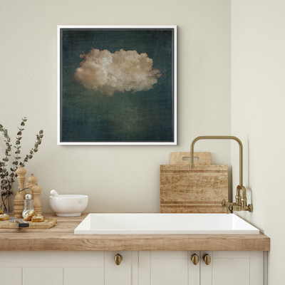 Œuvre de décoration murale pastel vert pastel bleu marine abstrait ciel moderne et minimaliste relaxant IRS37