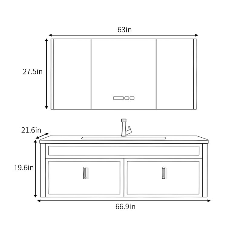 Glendale, 19.6" H x 66.9" W x 21.6" D