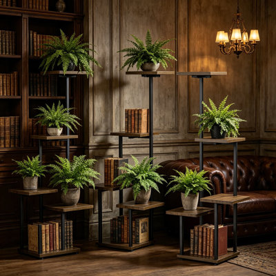 Paquet de 2 supports à fleurs d'intérieur en bois pour plantes multiples de 40,6 pouces, étagère d'angle à 5 niveaux, support à plantes en fer robuste pour le salon