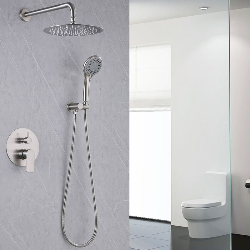 Complete Shower System with Rough in-Valve, Brushed Nickel