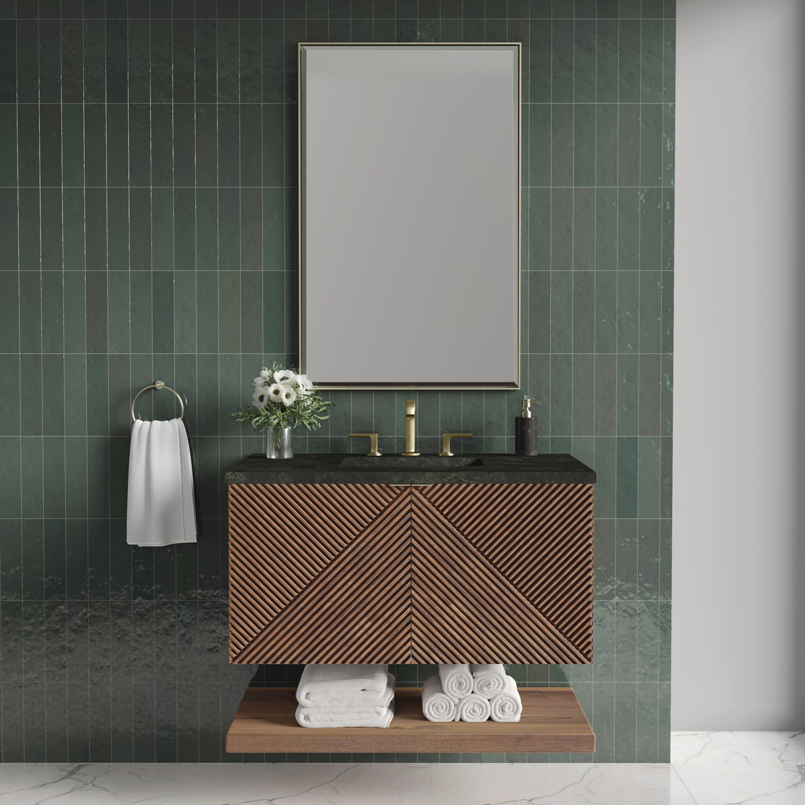 Marcello Single Bathroom Vanity, 36", Phantome Eclos, 8" Widespread