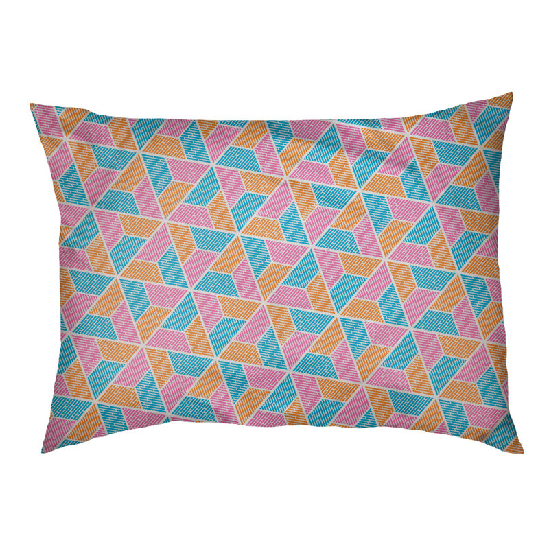 Coussin pour chien Byrge Trapezoids, Très grand (l 50 po x P 40 po x H 42 po), Bleu/rose/orange