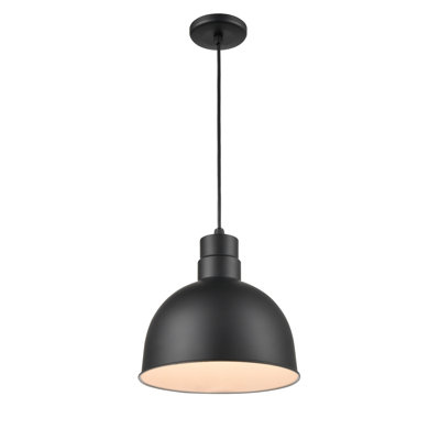 Bol profond suspendu 1 lumière DEL Kaden noir satiné