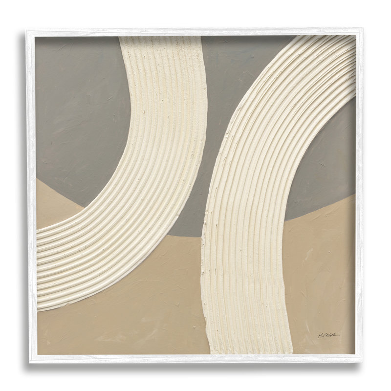 Cercles abstraits modernes encadrés sur bois, Giclée encadrée blanc bord de mer, H 24 po x l 24 po x P 1,5 po
