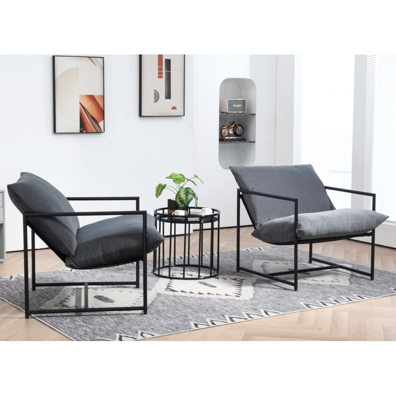 Fauteuil d'appoint élégant en velours moderne avec structure en métal et confort d'assise profond, Gray