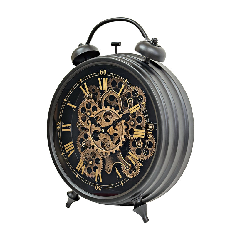 Black Skeleton Table Clock, Black