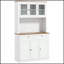 Armoire de rangement pour garde-manger de 71 po de hauteur avec support pour micro-ondes, buffet autoportant avec huche, 2 tiroirs, 5 portes, tablettes réglables et portes en verre pour la cuisine, la salle à manger