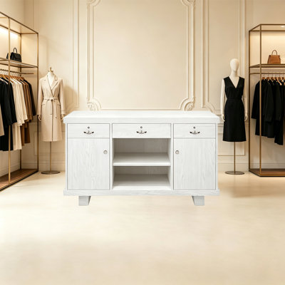 Bureau de réception rétro avec tiroir verrouillable, aucun assemblage requis, comptoir avant pour magasin de vêtements, salon, bureau et espaces de vente au détail