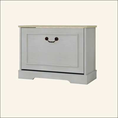 Shoe Storage Bench with 1 Flip Drawer and Adjustable Shelf, Small Shoe Cabinet  for Entryway, Hallway, Bedroom