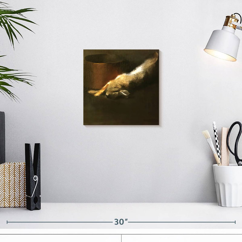 Lapin mort avec pot de cuivre, 10" H x 10" W