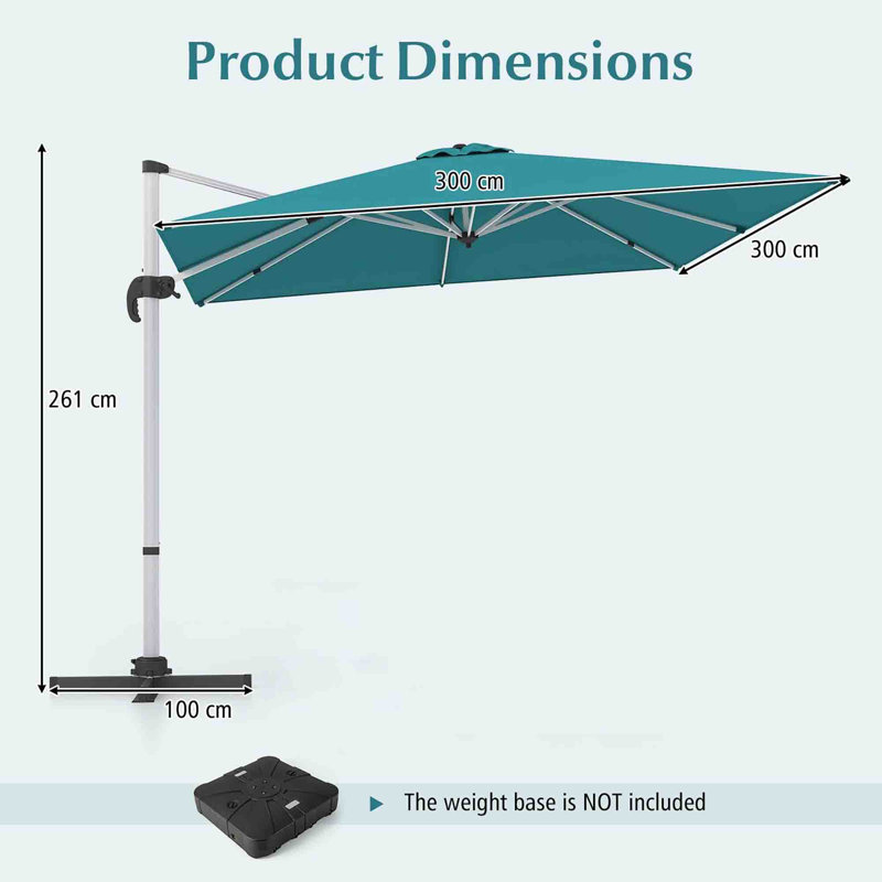 300cm Cantilever Parasol, Blue