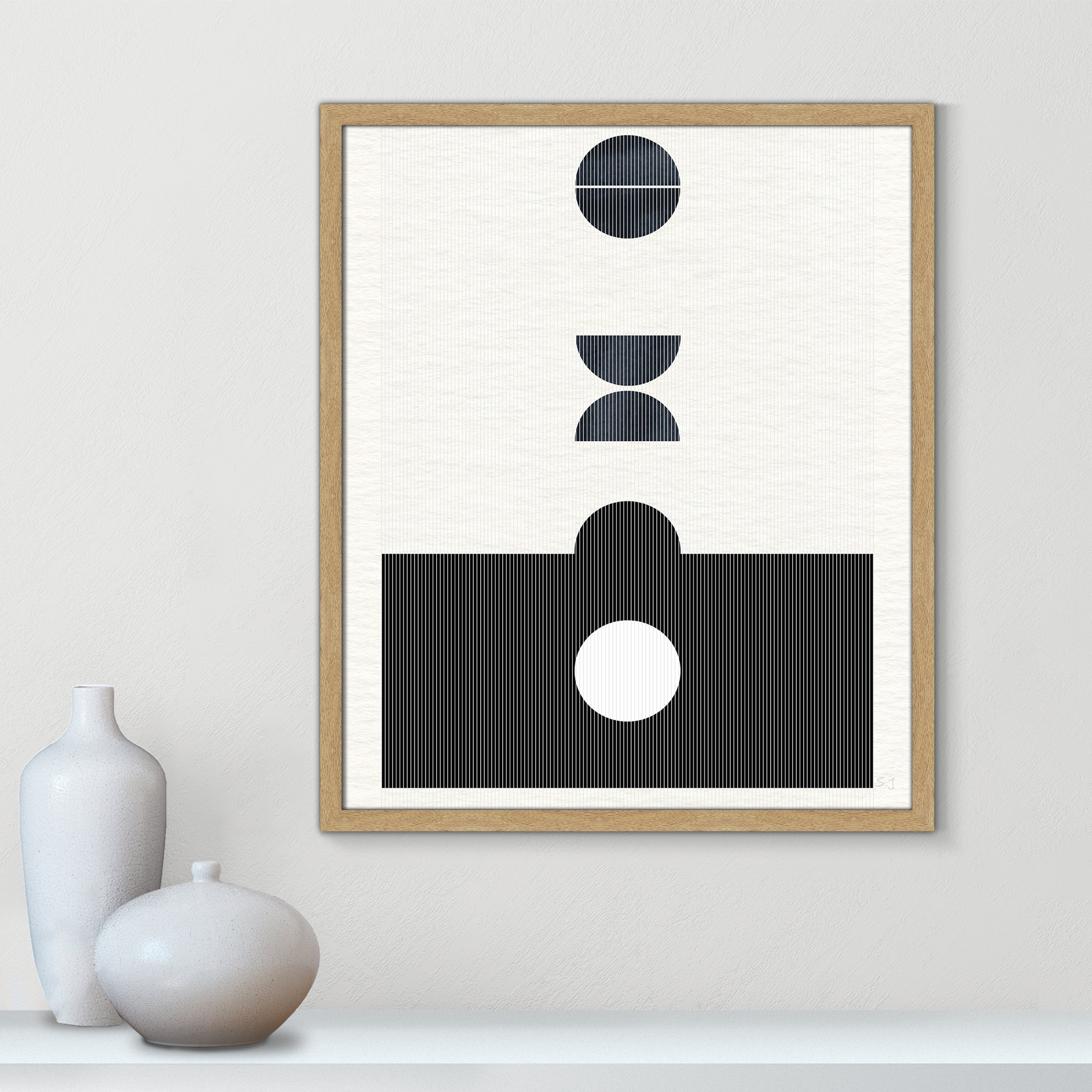 Eclipse I by Susan Jill, 25.5" H x 21.5" W x 0.75" D, Natural Framed