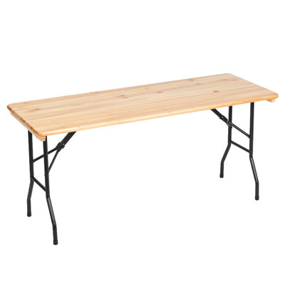 3.7FT 5.3FT Folding Picnic Table Natural Fir Wood Top