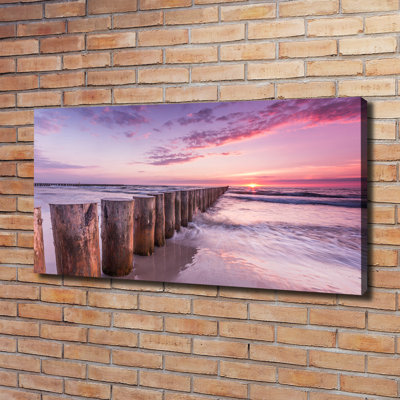 Wooden Breakwater - Wrapped Canvas Print