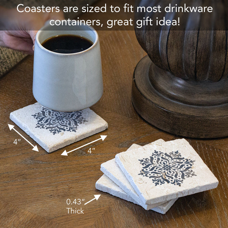 Stoneware Square 4 Piece Coaster Set