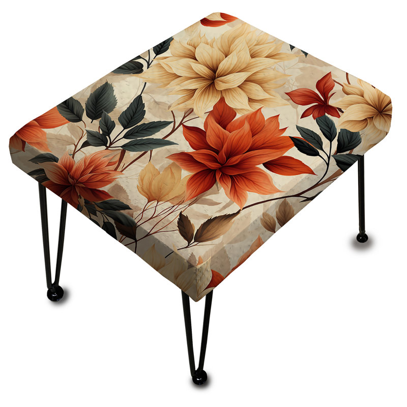 Beige And Red Autumn Flowers Garden - Vintage Rectangle Ottoman