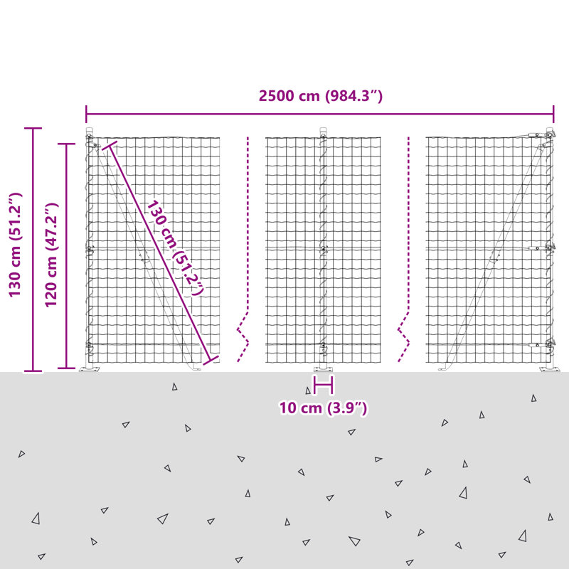 Galvanised Steel Border Fencing, Grey, 120 x 2500 x 0.2 cm