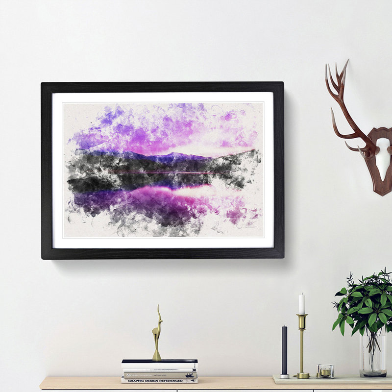 Purple Mountains - Framed Print, 33cm H x 45cm W x 2cm D, Black Framed
