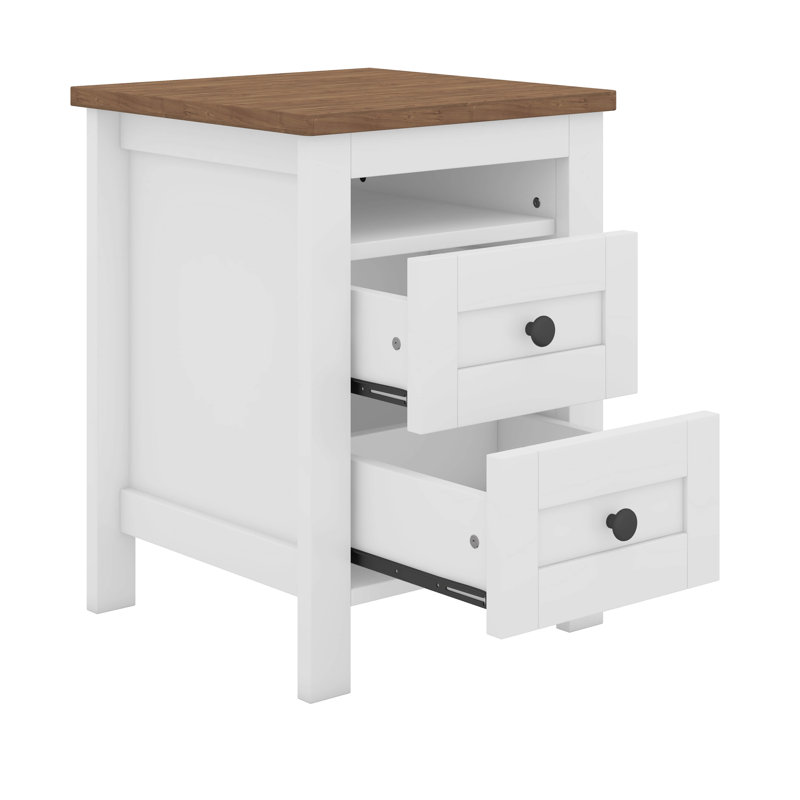 Ensemble de chambre à coucher 3 pièces avec lit double, tête de lit et commode, Blanc/brun, Grand